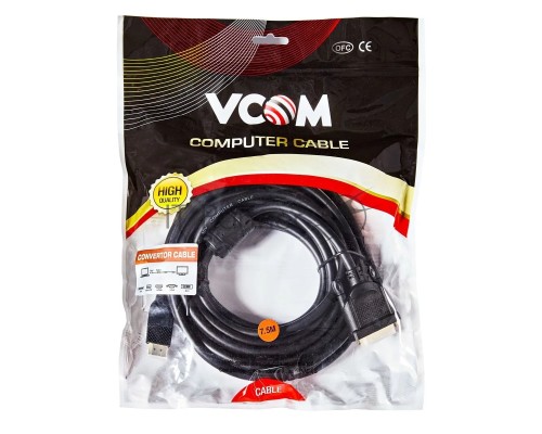 Кабель HDMI AM/DVI(24+1)M, 7.5м, CU, 1080P@60Hz, 2F, VCOM <CG484GD-7.5M>