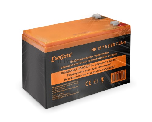 Батарея ExeGate EX285638RUS HR 12-7.5 (12V 7.5Ah 1228W, клеммы F2)