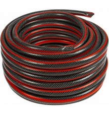 Шланг Вихрь ПВХ усиленный премиум,пищевой трехслойный армированный 1/2, 25м (чёрн-красн) 73/7/2/10