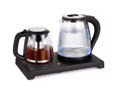 [Пылесос] Чайный набор Kitfort КТ-6179 2л. 1500Вт черный (корпус: стекло)