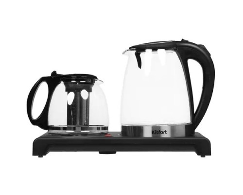 [Пылесос] Чайный набор Kitfort КТ-6180 2л. 1500Вт черный (корпус: стекло)