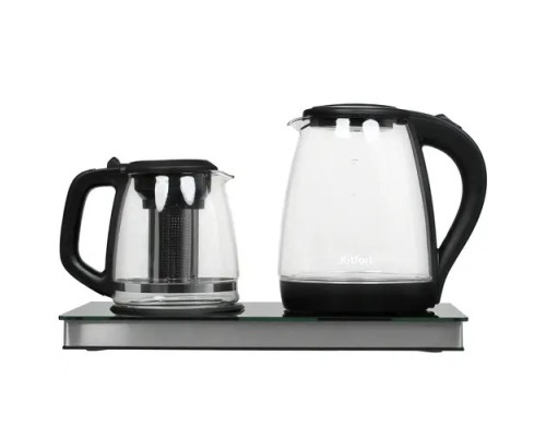 [Пылесос] Чайный набор Kitfort КТ-6181 2л. 1500Вт черный/нержавеющая сталь (корпус: стекло)