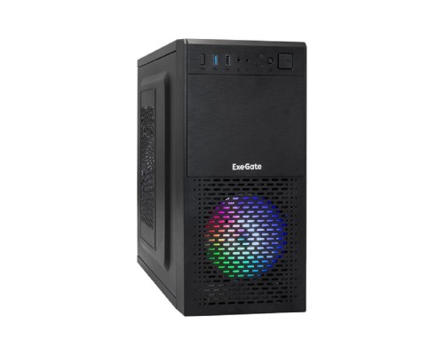 [Корпуса] Exegate EX296390RUS Корпус Minitower ExeGate mEVO-7807-XP500 (mATX, БП XP500 с вент. 12см, 1*USB+1*USB3.0, черный, 1 вент. 12см с RGB подсветкой)