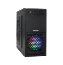 Exegate EX296391RUS Корпус Minitower ExeGate mEVO-7807-XP600 (mATX, БП XP600 с вент. 12см, 1*USB+1*USB3.0, черный, 1 вент. 12см с RGB подсветкой)