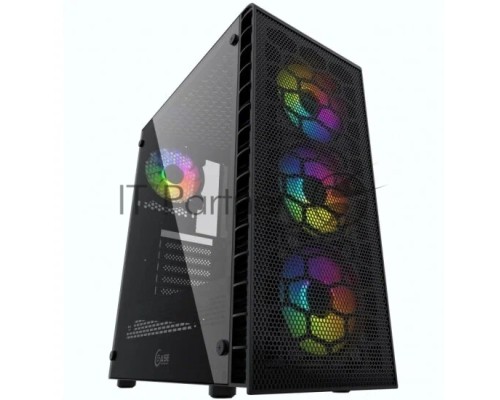 Компьютерный корпус Powercase Mistral Z4С Mesh LED, Tempered Glass, 4x 120mm 5-color fan, чёрный, ATX  (CMIZ4C-L4)
