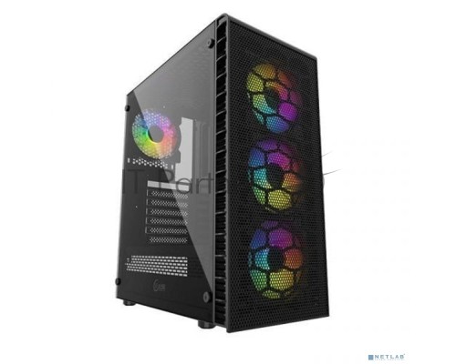 Компьютерный корпус Powercase Mistral Z4С Mesh LED, Tempered Glass, 4x 120mm 5-color fan, чёрный, ATX  (CMIZ4C-L4)