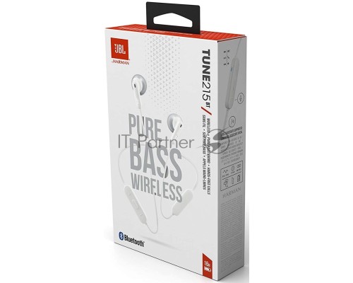 Наушники JBL T215BT Наушники-гарнитура (вкладыши), белый