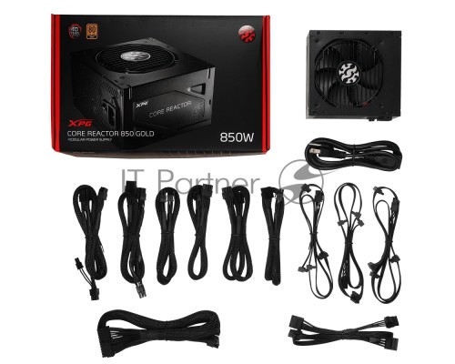 Блок питания XPG COREREACTOR850G-BLACKCOLOR (модульный 850 Вт, PCIe-6шт, ATX v2.31, Active PFC, 120mm Fan, 80 Plus Gold)