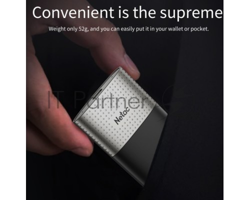 Внешний накопитель SSD External Netac 250Gb Z9 <NT01Z9-250G-32BK> (USB3.2, up to 550/480MBs, 90х47.5х11.5mm, Aluminium+Plastic)