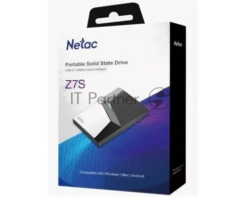 Внешний накопитель SSD External Netac 960Gb Z7S <NT01Z7S-960G-32BK> (USB3.2, up to 550/480MBs, 89х60х11.5mm, Aluminium+Steel+Plastic)