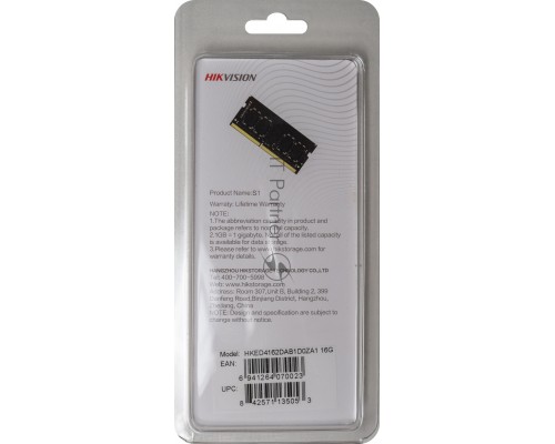 Оперативная память HIKVision SODIMM DDR4 DIMM 16Gb PC21300, 2666Mhz, HKED4162DAB1D0ZA1/16G