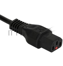 Шнур питания с блокировкой C13-Schuko прямая, 3х0.75, 220В, 10А, черный, 3 метра