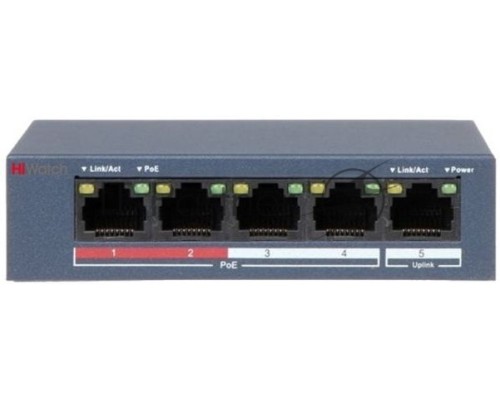 Коммутатор HiWatch DS-S504P(B) 5x100Mb 4PoE+ 35W неуправляемый