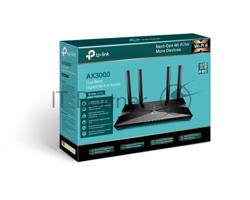 Роутер TP-Link AX3000 Dual Band Wireless Gigabit Router, Next-Gen Gigabit Wi-Fi 6, 2402Mbps at 5G and 574Mbps at 2.4G, Dual-Core Intel CPU, 1*USB 3.0 Port, 4 external antennas, support NitroQAM,OFDMA,MU-MIMO,Airtime Fairness,Beamforming, support Russia P