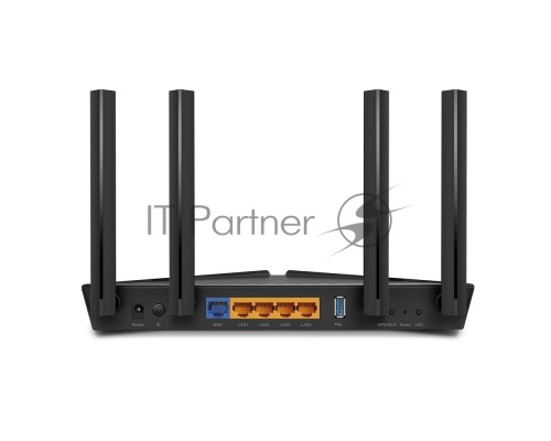 Роутер TP-Link AX3000 Dual Band Wireless Gigabit Router, Next-Gen Gigabit Wi-Fi 6, 2402Mbps at 5G and 574Mbps at 2.4G, Dual-Core Intel CPU, 1*USB 3.0 Port, 4 external antennas, support NitroQAM,OFDMA,MU-MIMO,Airtime Fairness,Beamforming, support Russia P