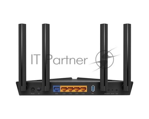 Роутер TP-Link AX3000 Dual Band Wireless Gigabit Router, Next-Gen Gigabit Wi-Fi 6, 2402Mbps at 5G and 574Mbps at 2.4G, Dual-Core Intel CPU, 1*USB 3.0 Port, 4 external antennas, support NitroQAM,OFDMA,MU-MIMO,Airtime Fairness,Beamforming, support Russia P