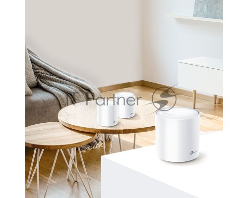 Система TP-Link Mesh AX3000 Whole Home  Wi-Fi System, Wi-Fi 6, 2402Mbps (4 streams) at 5GHz and 574Mbps (2 streams) at 2.4GHz, 2 Gigabit ports of each unit, support OFDMA, MU-MIMO, 802.11k/v/r seamless roaming, support WPA3, HomecareTM system, easy setup
