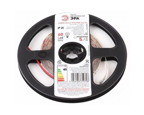 [Светодиодная лента] ЭРА Б0035587 Светодиодная лента LS2835 -4,8-60LED-IP20-WW-eco-5m