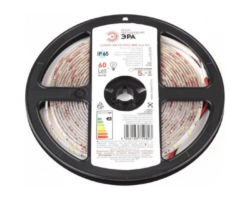 [Светодиодная лента] ЭРА Б0035592 Светодиодная лента LS2835 -4,8-60LED-IP65-WW-eco-5m 