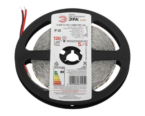 [Светодиодная лента] ЭРА Б0053968 Светодиодная лента LS2835 9,6-120-12-4000K-IP20-1 year белая 5м