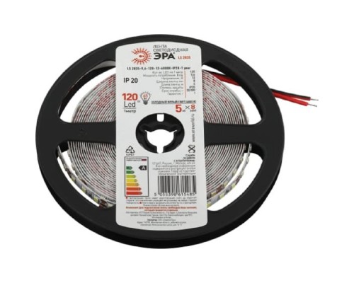 [Светодиодная лента] ЭРА Б0053969 Светодиодная лента LS2835 9,6-120-12-6000K-IP20-1 year белая 5м
