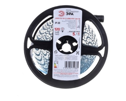 [Светодиодная лента] ЭРА Б0035595 Светодиодная лента LS2835 -9,6-120-12-6500K-IP20-1 year-5m