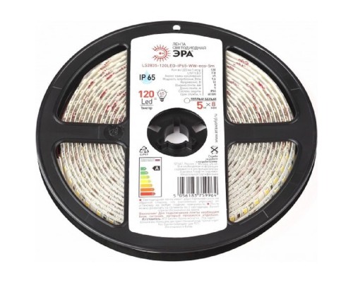 [Светодиодная лента] ЭРА Б0035600 Светодиодная лента LS2835 -9,6-120LED-IP65-WW-eco-5m