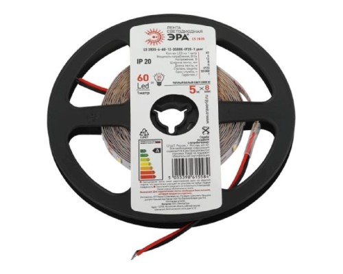 [Светодиодная лента] ЭРА Б0053974 Светодиодная лента LS2835 6-60-12-3500K-IP20-1 year-5m нейтральный белый свет 5 м