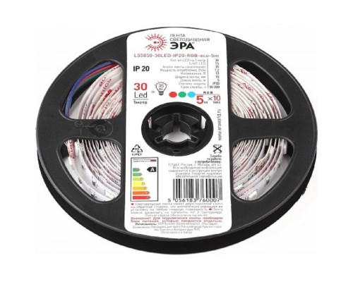 [Светодиодная лента] ЭРА Б0035602 Светодиодная лента LS5050 -7,2-30-12-RGB-IP20-1 year-5m