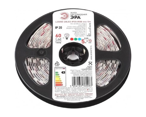 [Светодиодная лента] ЭРА Б0035606 Светодиодная лента LS5050 -14,4-60-12-RGB-IP20-1 year-5m 
