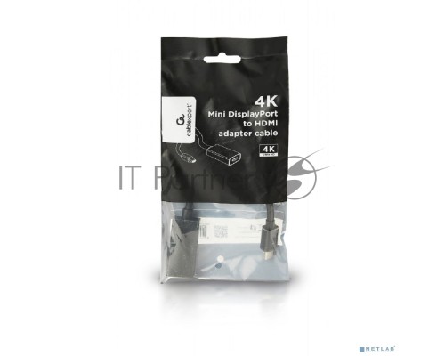 Переходник miniDisplayPort -> HDMI, Cablexpert A-mDPM-HDMIF4K-01, 4K, 20M/19F, кабель 15см, черный, пакет