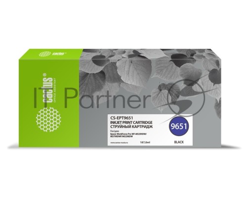 Картридж струйный Cactus CS-EPT9651 черный (187мл) для Epson WorkForce Pro WF-M5299DW/M5799DWF