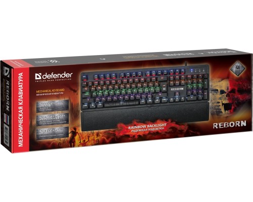 Механическая клавиатура Defender Reborn GK-165DL RU, anti-ghost, радужная  45165