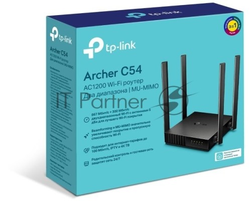 Роутер беспроводной TP-Link Archer C54 AC1200 10/100BASE-TX черный