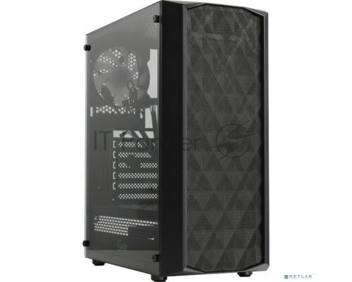 Компьютерный корпус Powercase Diamond Mesh LED, Tempered Glass, 1x 120mm 5-color fan, чёрный, ATX  (CMDM-L1)