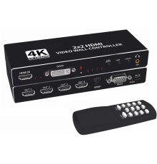 ORIENT HSP2X2WN, контроллер видеостены 2x2, 8 режимов отображения, UHD 4K/30Гц (3840x2160), 1080p/60Гц, HDMI 1.4, HDCP1.2, HDMI 1 вход/4 выхода, DVI вход, RS232(DB9F) (33206)