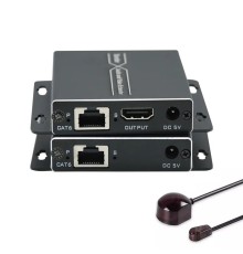 ORIENT VE045IR-2.0, HDMI 4K extender (Tx+Rx), активный удлинитель до 60 м по витой паре Cat6, HDMI 2.0, 4K@60Hz, HDCP2.2, дополнительный выход HDMI, передача ИК (33167)