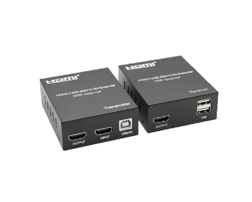 [переходник] ORIENT VE049, HDMI KVM extender (Tx+Rx), HDMI+USB+Audio удлинитель до 60 м по витой паре Cat5e/6, HDMI 1.4, 4K@30Hz/1080p@60Hz, HDCP (31211)