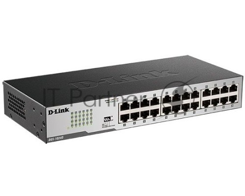 Неуправляемый коммутатор  D-Link DGS-1024D/I1AL2 Unmanaged Switch with 24 10/100/1000Base-T ports.16K Mac address, Auto-sensing, 802.3x Flow Control, Auto MDI/MDI-X for each port, 802.1p QoS, D-Link Green technology, Metal c
