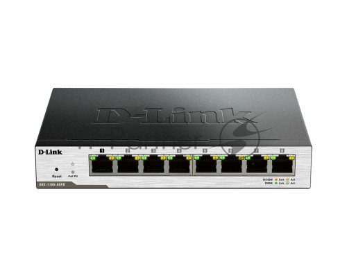 Коммутатор D-Link DGS-1100-08PD/B1B Настраиваемый L2 коммутатор с 8 портами 10/100/1000Base-T и поддержкой питания по PoE