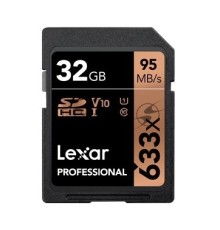 Карта  LEXAR 32GB  Professional 633x SDHC UHS-I cards,  up to 95MB/s read 20MB/s write C10 V10 U1, Global