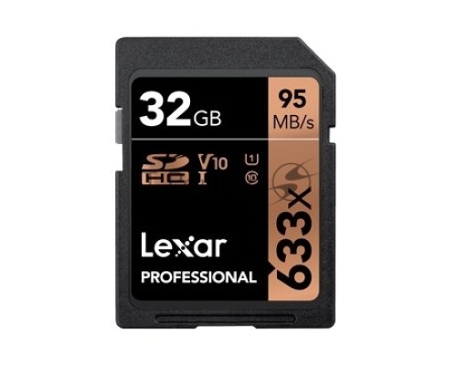 Карта  LEXAR 32GB  Professional 633x SDHC UHS-I cards,  up to 95MB/s read 20MB/s write C10 V10 U1, Global