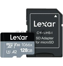 Карта LEXAR Professional 1066x 128GB microSDHC/microSDXC UHS-I Card SILVER Series with adapter