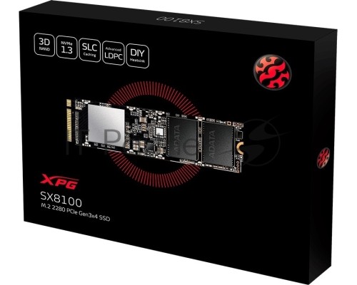 Накопитель M.2 2280 4000GB ADATA XPG SX8100 Client SSD [ASX8100NP-4TT-C] PCIe Gen3x4 with NVMe, 3500/1900, IOPS 290/240K, MTBF 2M, 3D TLC, 2560TBW, 0,35DWPD, NVMe 1.3, RTL