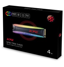 Накопитель M.2 2280 4TB ADATA XPG SPECTRIX S40G RGB Client SSD [AS40G-4TT-C] PCIe Gen3x4 with NVMe, 3500/1900, IOPS 290/240K, MTBF 2M, 3D TLC, 2560TBW, 0.35DWPD, Customizable RGB lighting, Heatsink, RTL