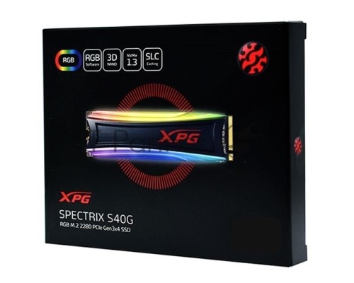 Накопитель M.2 2280 4TB ADATA XPG SPECTRIX S40G RGB Client SSD [AS40G-4TT-C] PCIe Gen3x4 with NVMe, 3500/1900, IOPS 290/240K, MTBF 2M, 3D TLC, 2560TBW, 0.35DWPD, Customizable RGB lighting, Heatsink, RTL