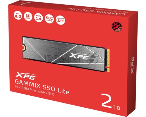 Твердотельный накопитель ADATA XPG GAMMIX S50 Lite SSD 2TB, 3D TLC, M.2 (2280), PCIe Gen 4.0 x4, NVMe, R3800/W3200, TBW 1480
