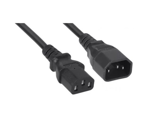 [кабель] Кабель питания Filum ПВС-АП 3x1.0 С13 - C14, 220/250В, 10А, чёрный, 1м [FL-PC-C13/C14-C1-1.0-BK]