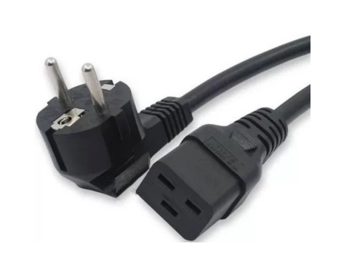 [кабель] Кабель питания Filum ПВС-АП 3x1.5 CEE 7/7(Schuko) угловая  - C19,  220/250В, 16А, чёрный, 3м[FL-PC-SH90/C19-C-3.0-BK]