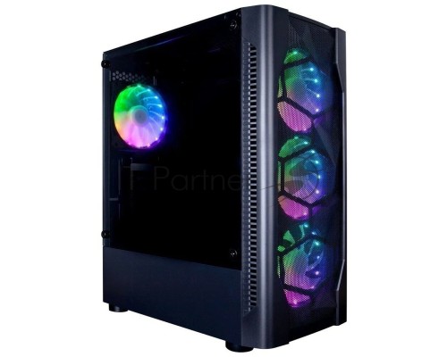 Компьютерный корпус 1STPLAYER D4-BK-4G6 DK D4 BLACK / ATX, tempered glass, metal mesh / 4x 120mm LED fans inc. / D4-BK-4G6